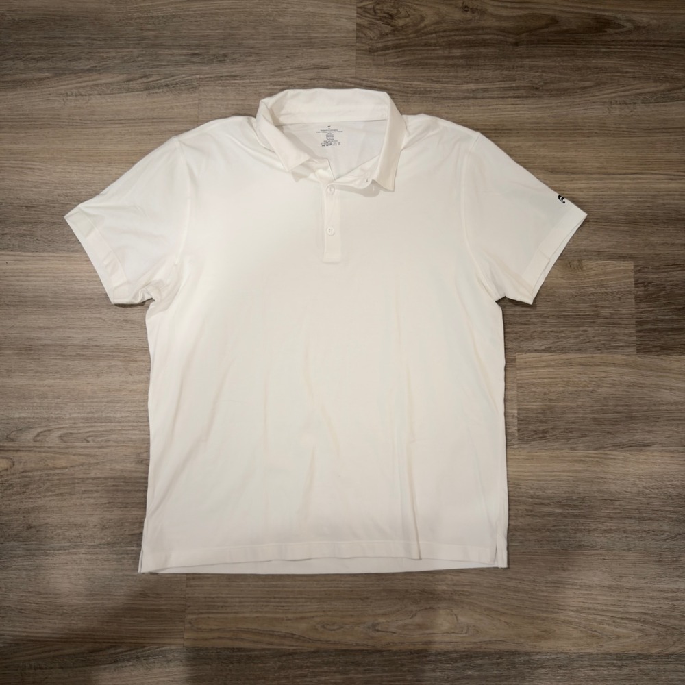 Fabletics‎ White Polo Shirt Men's XL Cotton Modal Stretch Golf Casual